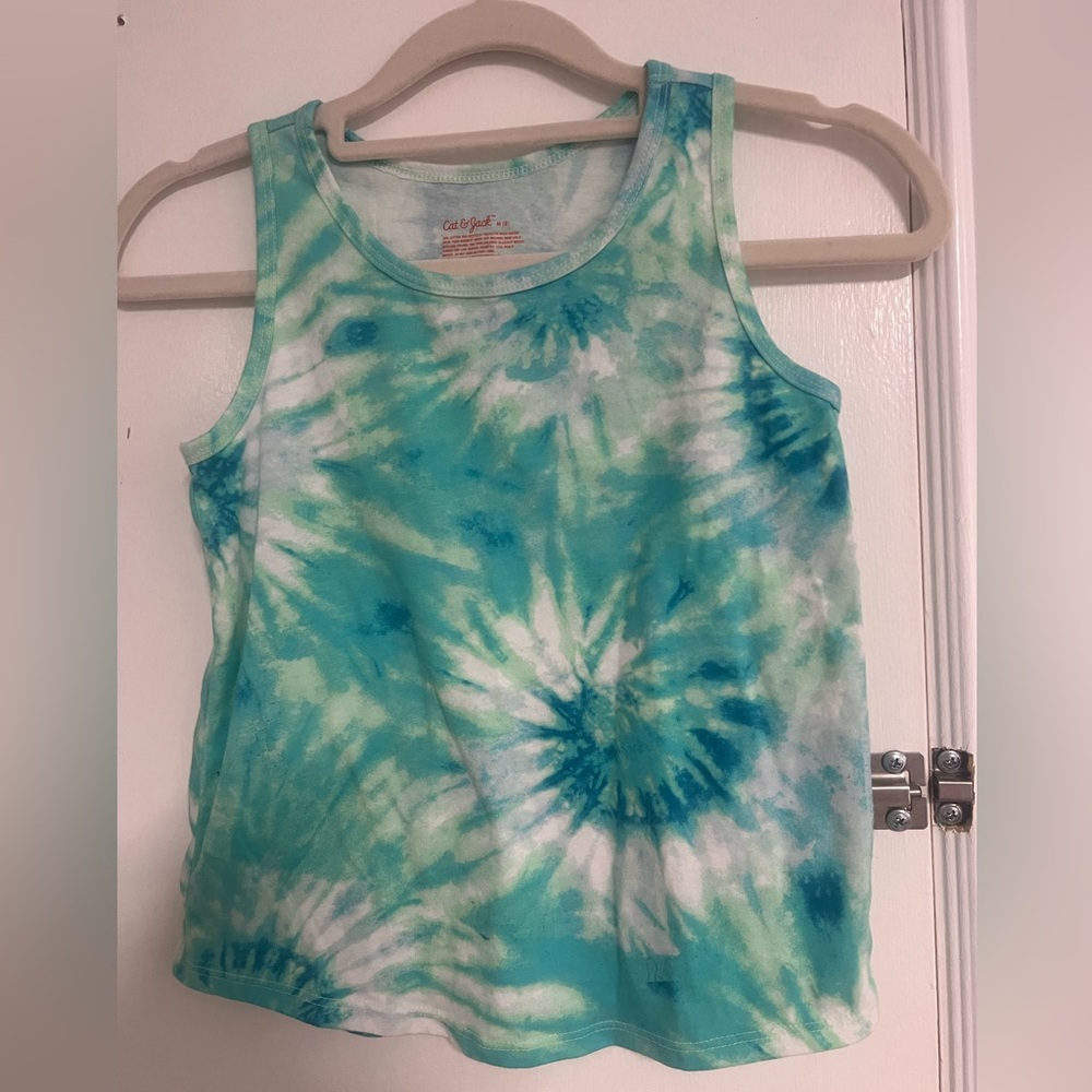 Cat & Jack Blue and Green Tie-Dye Tank Top